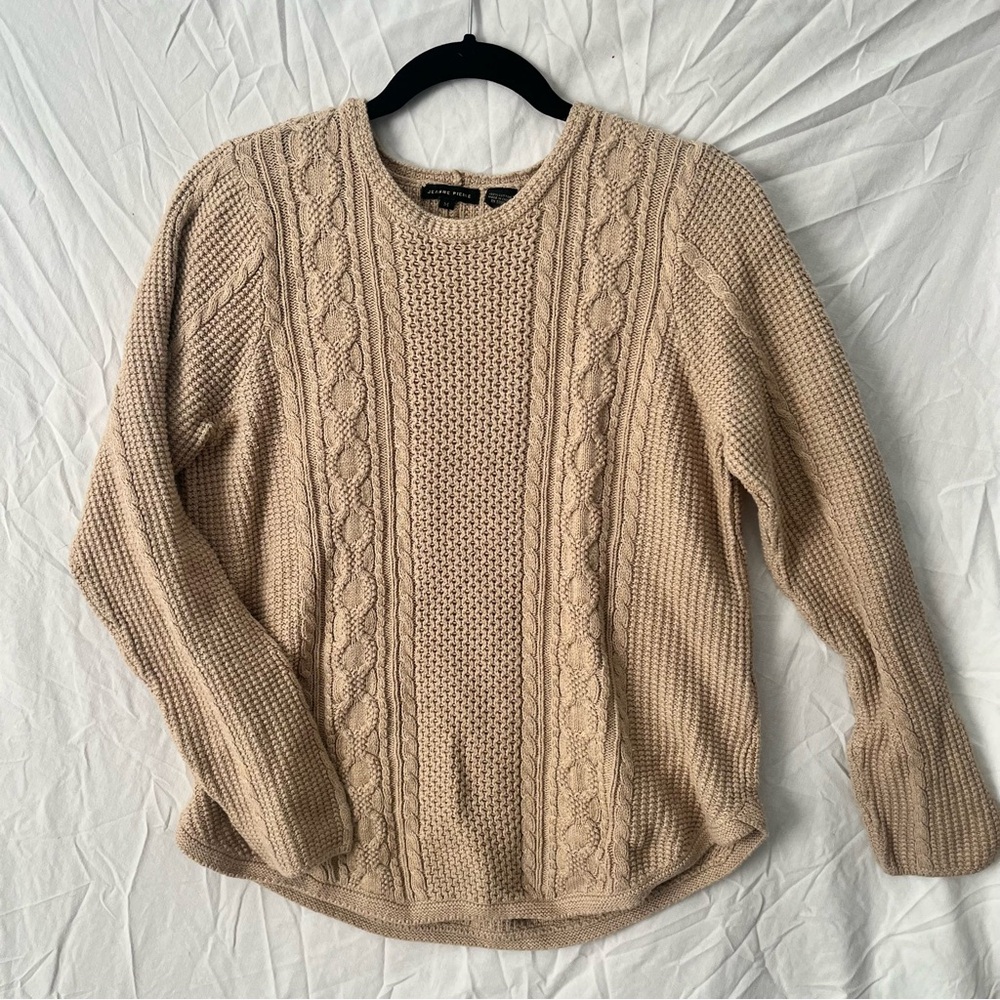 JEANNE PIERRE Beige Cable Knit Sweater